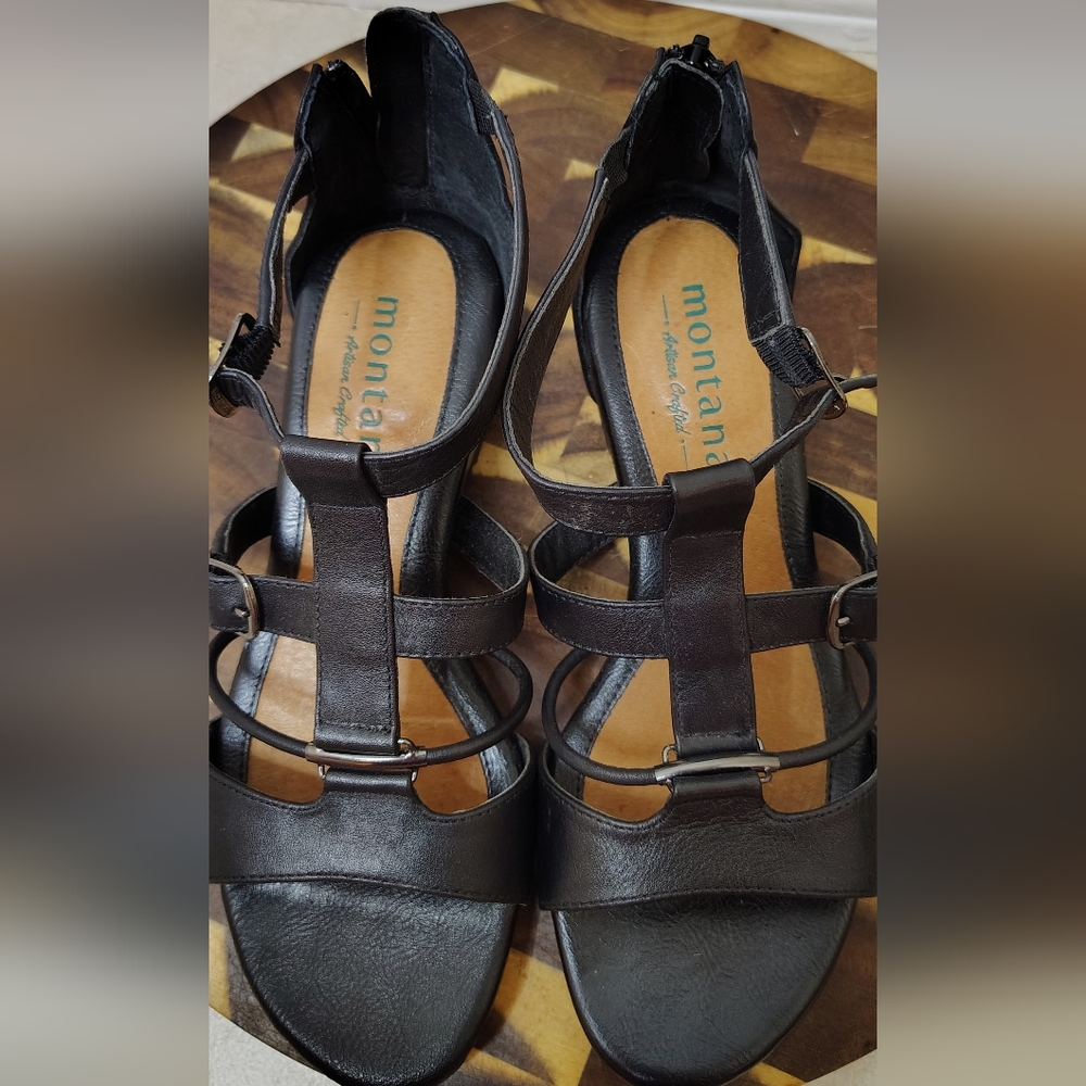 Montana black leather sandals Size 6 - Picture 6 of 9